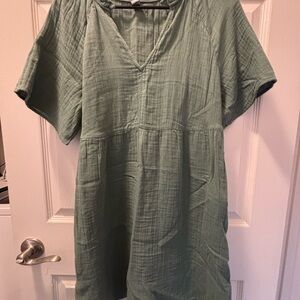 Old Navy Dusty Green Ruffled Neck Top